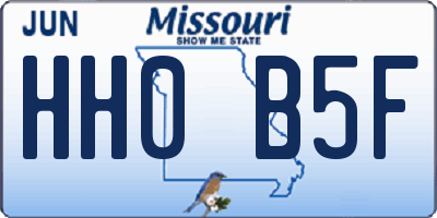 MO license plate HH0B5F