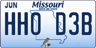 MO license plate HH0D3B