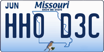 MO license plate HH0D3C