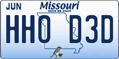 MO license plate HH0D3D