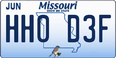 MO license plate HH0D3F