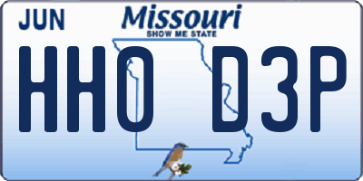 MO license plate HH0D3P