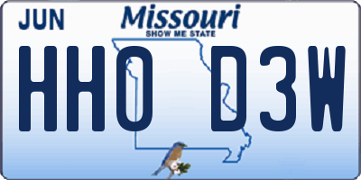 MO license plate HH0D3W