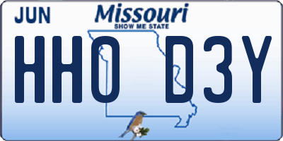 MO license plate HH0D3Y