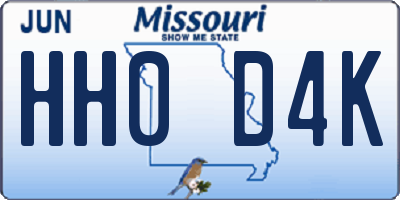 MO license plate HH0D4K