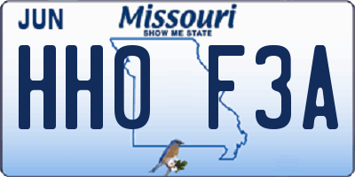 MO license plate HH0F3A