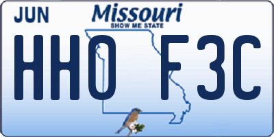 MO license plate HH0F3C