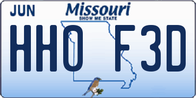 MO license plate HH0F3D