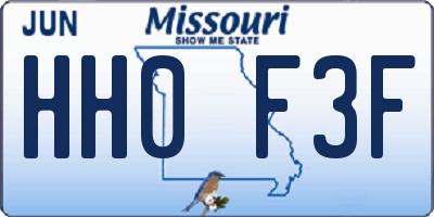 MO license plate HH0F3F
