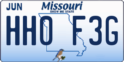 MO license plate HH0F3G