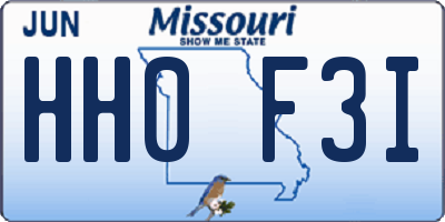 MO license plate HH0F3I