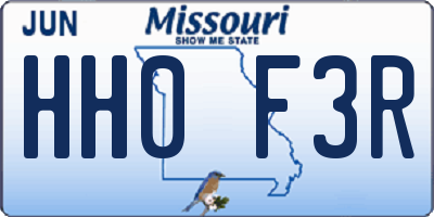 MO license plate HH0F3R