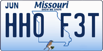 MO license plate HH0F3T