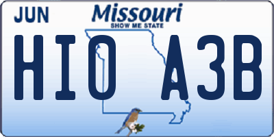 MO license plate HI0A3B