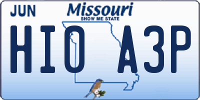 MO license plate HI0A3P