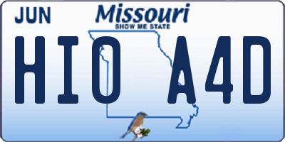 MO license plate HI0A4D