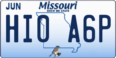 MO license plate HI0A6P