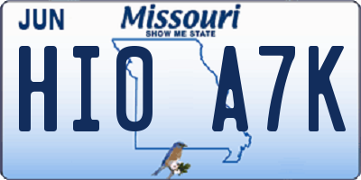 MO license plate HI0A7K