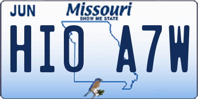 MO license plate HI0A7W