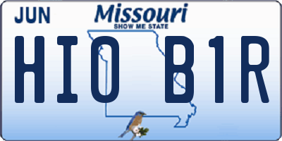 MO license plate HI0B1R