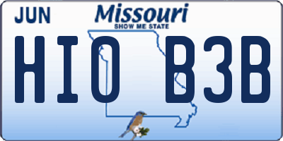 MO license plate HI0B3B