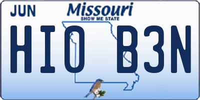 MO license plate HI0B3N