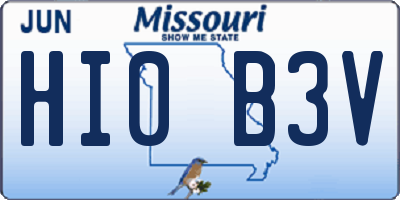 MO license plate HI0B3V