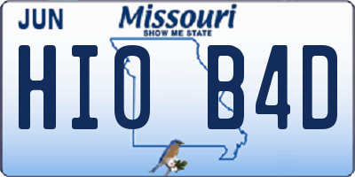 MO license plate HI0B4D