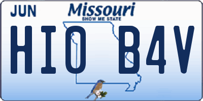 MO license plate HI0B4V