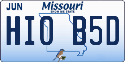 MO license plate HI0B5D
