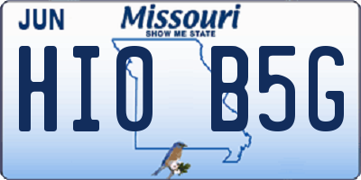 MO license plate HI0B5G
