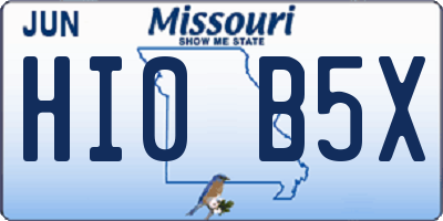 MO license plate HI0B5X
