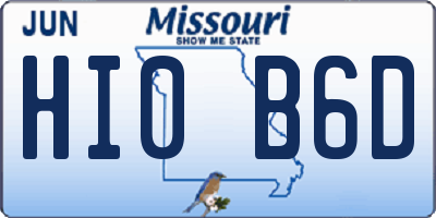 MO license plate HI0B6D