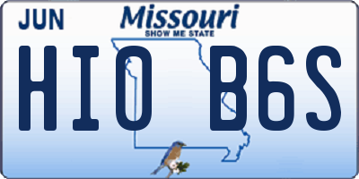 MO license plate HI0B6S