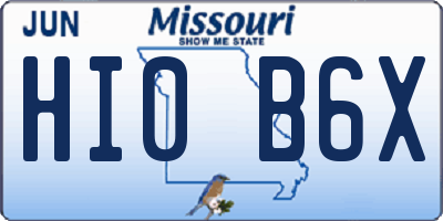MO license plate HI0B6X
