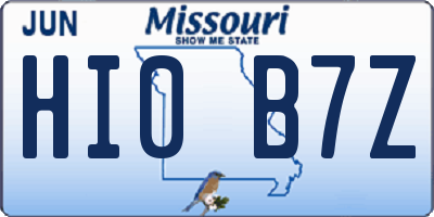 MO license plate HI0B7Z