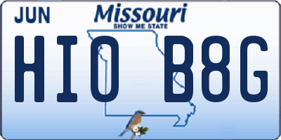 MO license plate HI0B8G