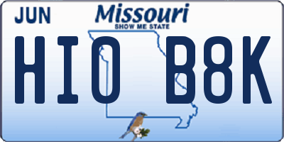 MO license plate HI0B8K