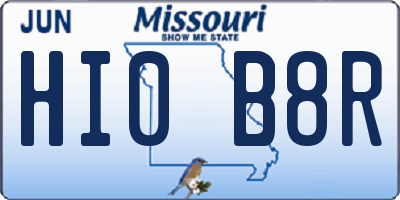 MO license plate HI0B8R