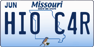 MO license plate HI0C4R