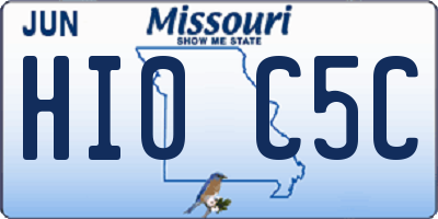 MO license plate HI0C5C