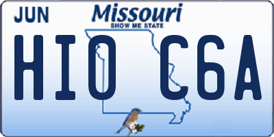 MO license plate HI0C6A