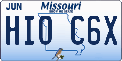 MO license plate HI0C6X