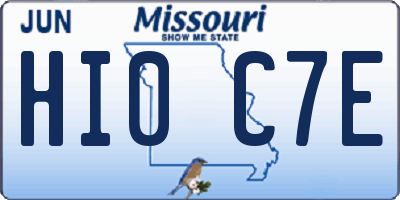 MO license plate HI0C7E