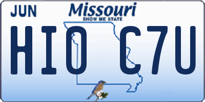 MO license plate HI0C7U