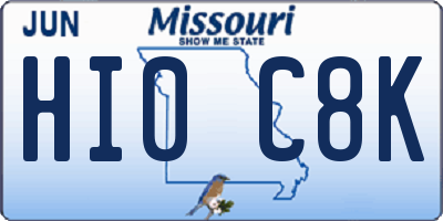 MO license plate HI0C8K