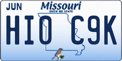 MO license plate HI0C9K