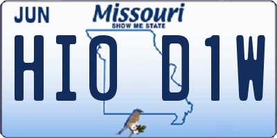 MO license plate HI0D1W
