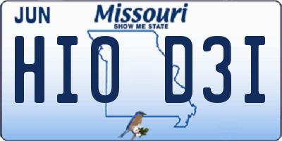 MO license plate HI0D3I