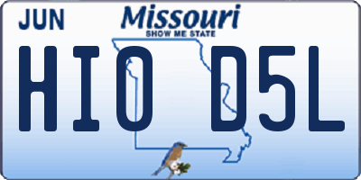 MO license plate HI0D5L